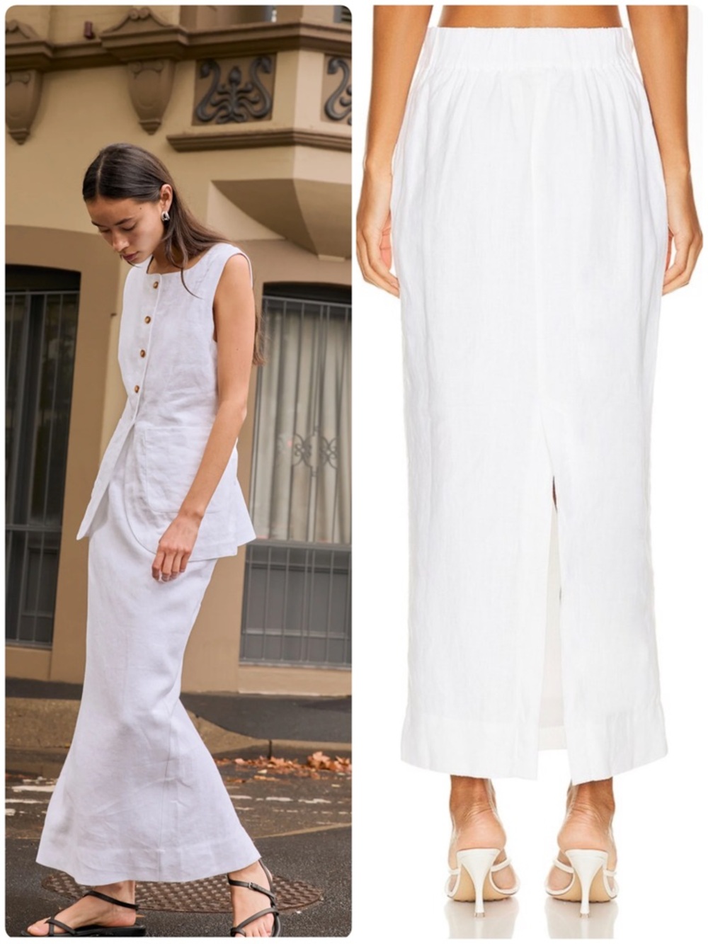 Posse Emma Pencil Skirt Maxi Linen Ivory White Size XXS NWT